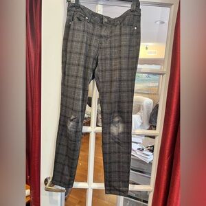Nine West Gray Plaid Gramercy Skinny Pants